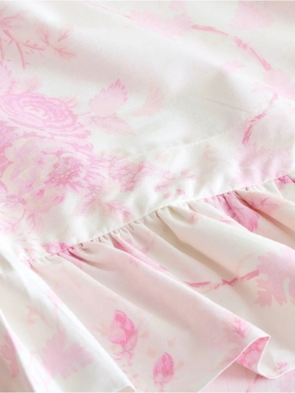 LoveShackFancy PINK Ruffle KING Sheet Set Rose Floral Ruffles ~ Coquette